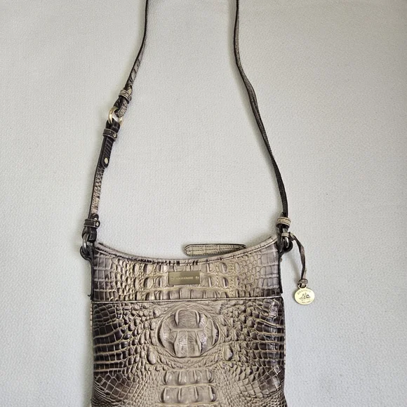 Brahmin Tan/Brown Crocodile Embossed Crossbody Bag - Picture 2 of 11